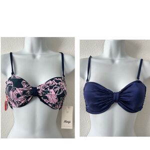 NWT Maaji Blue Depth Ebony Reversible Bikini Top Size Small